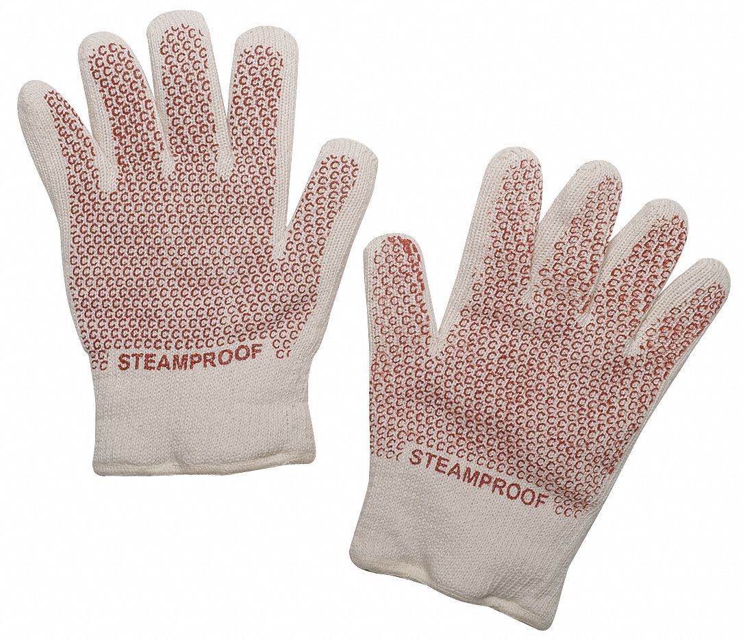 CONDOR Steam Resist. Gloves,Wht/Rust,Univ.,PR 1AHE91AHE9 Grainger