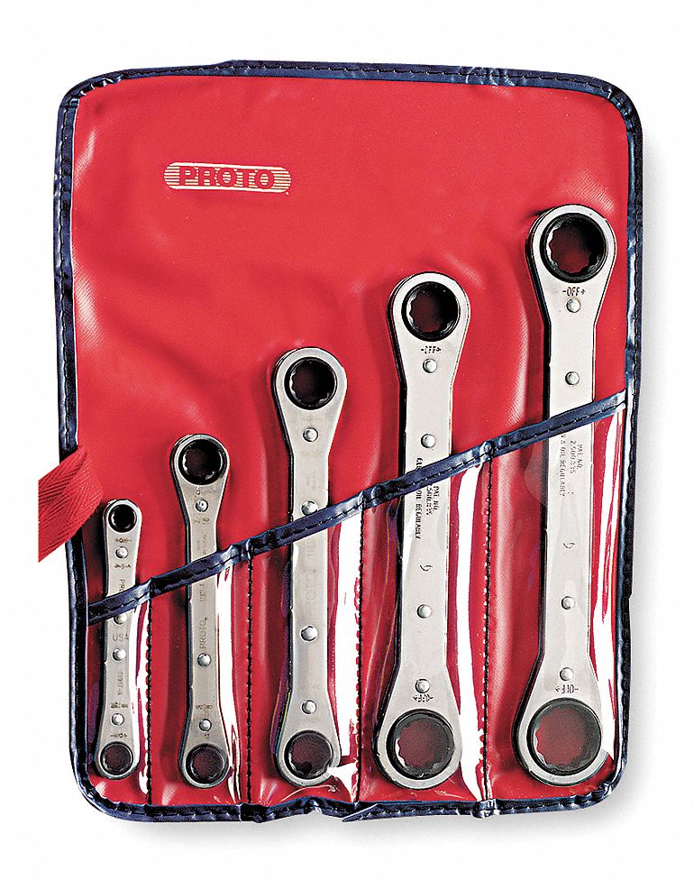 PROTO Ratcheting Box End Wrench Set, SAE, Number of Pieces 5, Number