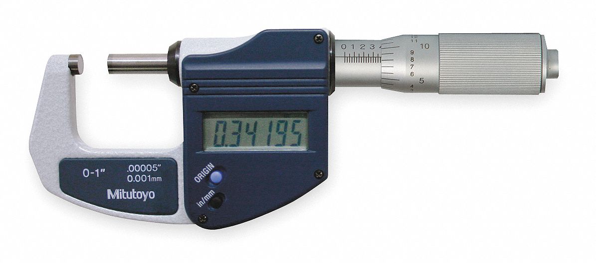 MITUTOYO Friction Thimble Digimatic Micrometer, 0 1 in/0 25 mm Range