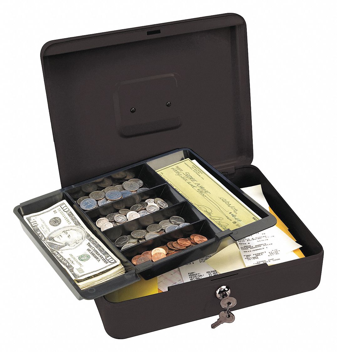 MASTER LOCK Cash Box, Black, 9-1/2x11-13/16x3-9/16 - 1ATT1|7111D - Grainger