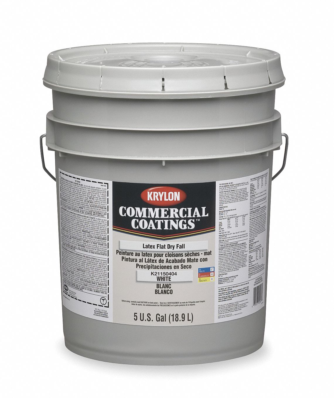 KRYLON Flat Interior Dry Fall Paint, White, 5 gal 1AWB2K2115040420