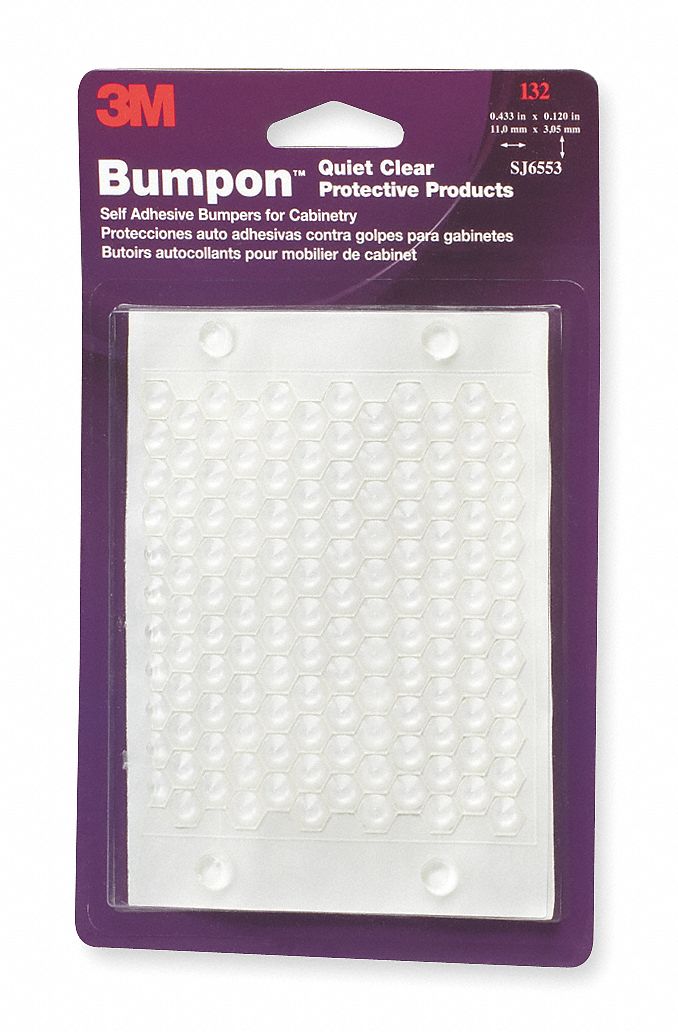 3M, Hexagonal Cone, Clear, Self Adhesive Bumper 1AYD9SJ6553 Grainger