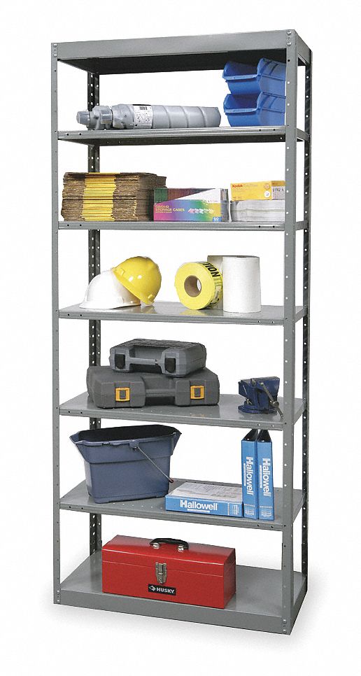HALLOWELL Metal Shelving Standalone, HeavyDuty, 36 in x 12 in, 84 in