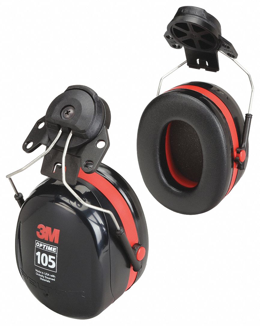 3m Hard Hat Mounted Ear Muffs, 27dB Noise Reduction Rating NRR