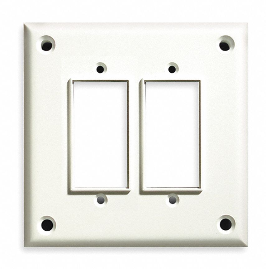 CORTECH Rocker/GFI Wall Plate 2 Gangs, Oversized, White, Polycarbonate