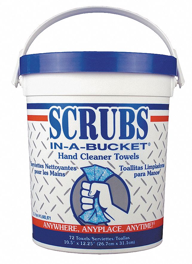 SCRUBS Citrus Fragrance Hand Cleaning Towels, 10 in x 12 in, 72 Wipes per Container, 1 EA