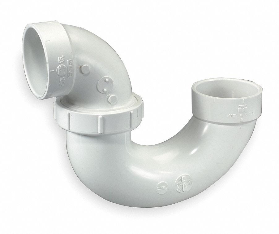 MUELLER INDUSTRIES PVC PTrap with Union, Hub, 2" Pipe Size Pipe