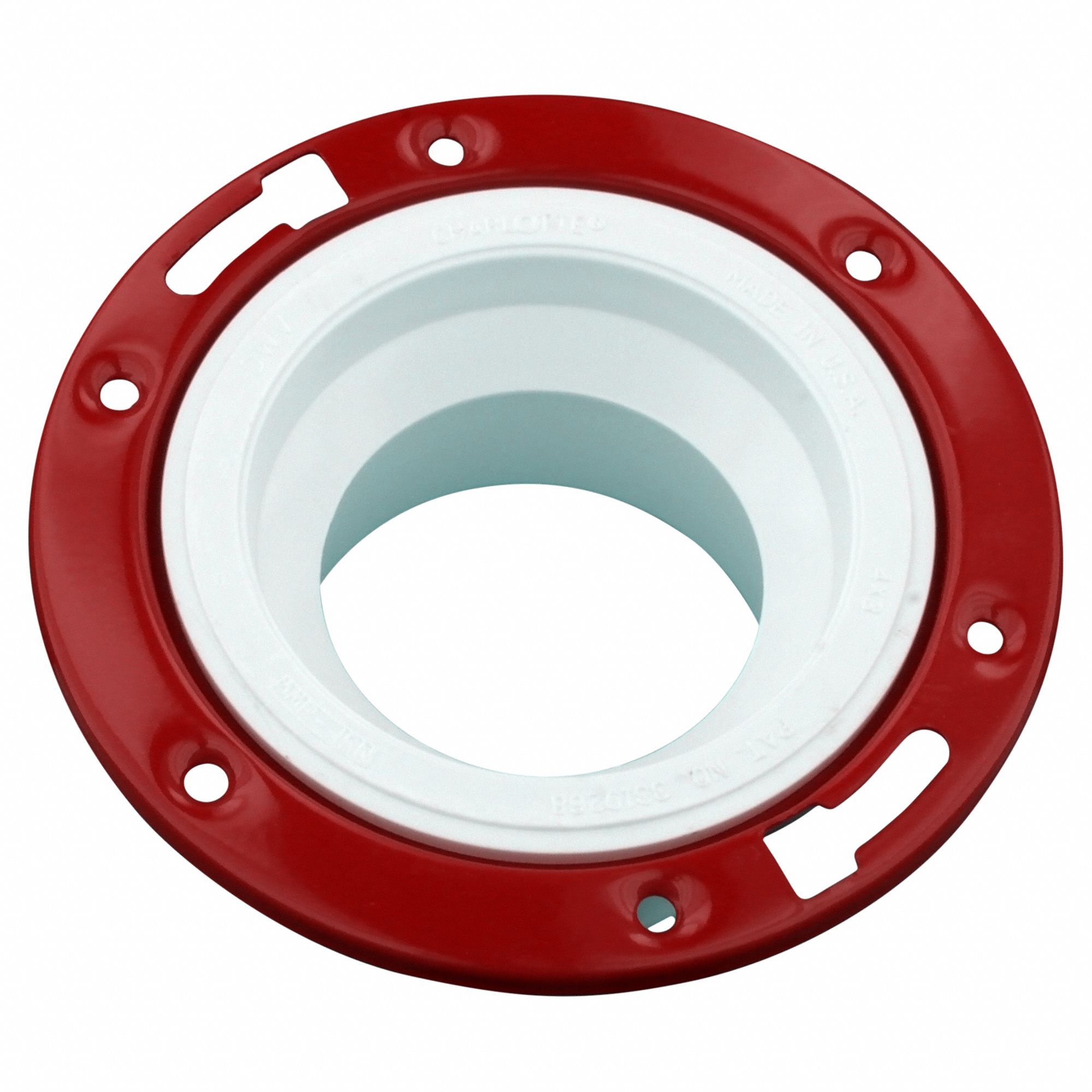 GRAINGER APPROVED PVC Closet Flange, Adjustable, Metal Ring, Hub, 4 in x 3 in Pipe Size Pipe