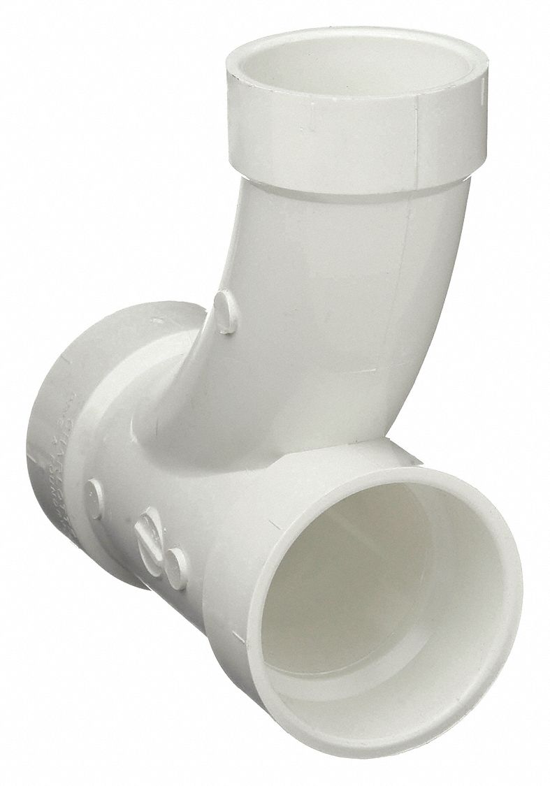 MUELLER INDUSTRIES PVC Wye and 45 Degrees Elbow, Hub, 3 in x 3 in x 1 1