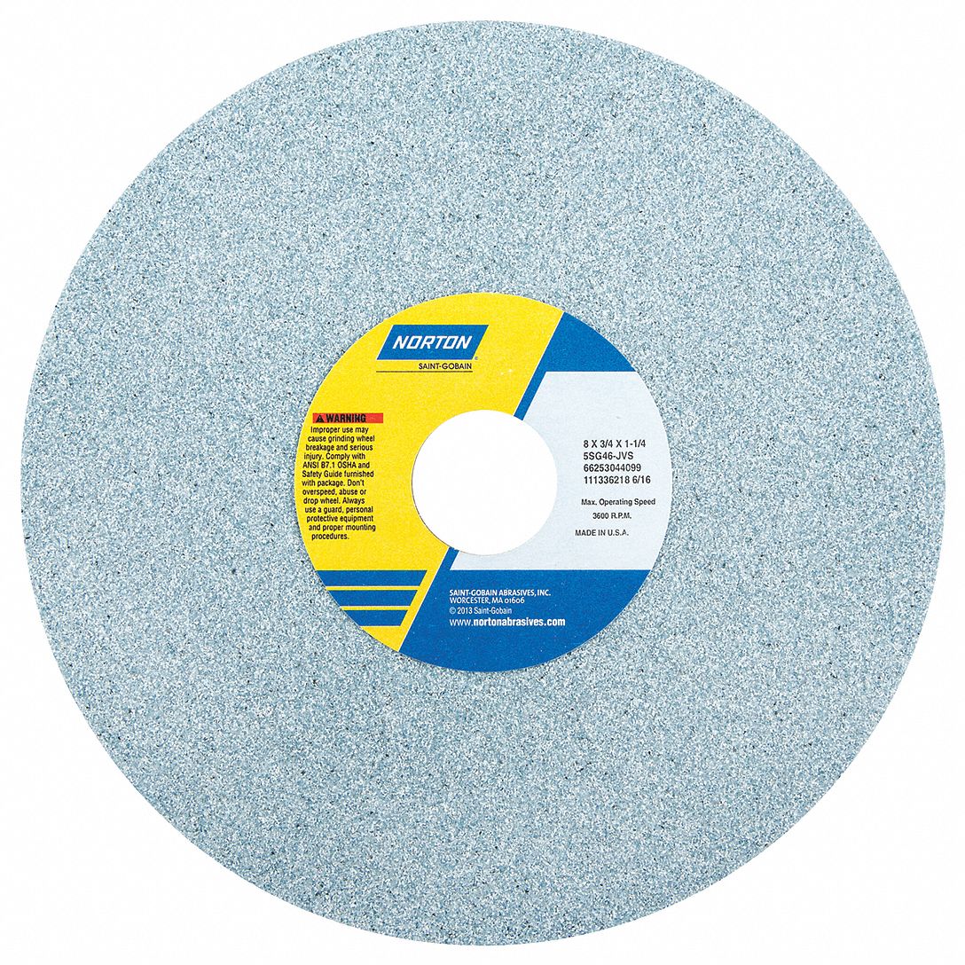 NORTON Type 1 Ceramic Straight Grinding Wheel, 8 in, 1 1/4 in Arbor