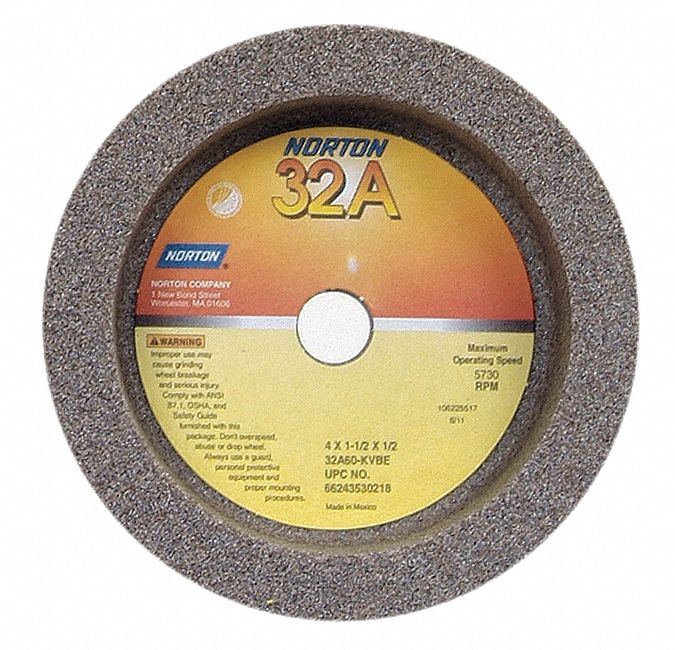 NORTON Type 6 Aluminum Oxide Straight Cup Grinding Wheel, 4 in, 1 1/2