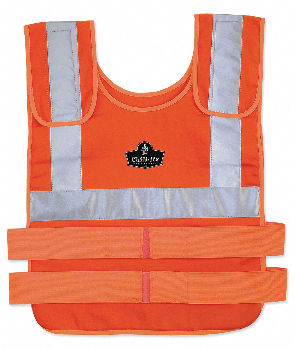 ERGODYNE Cooling Vest, 4 hr Cooling Time, Reflective Orange, L/XL