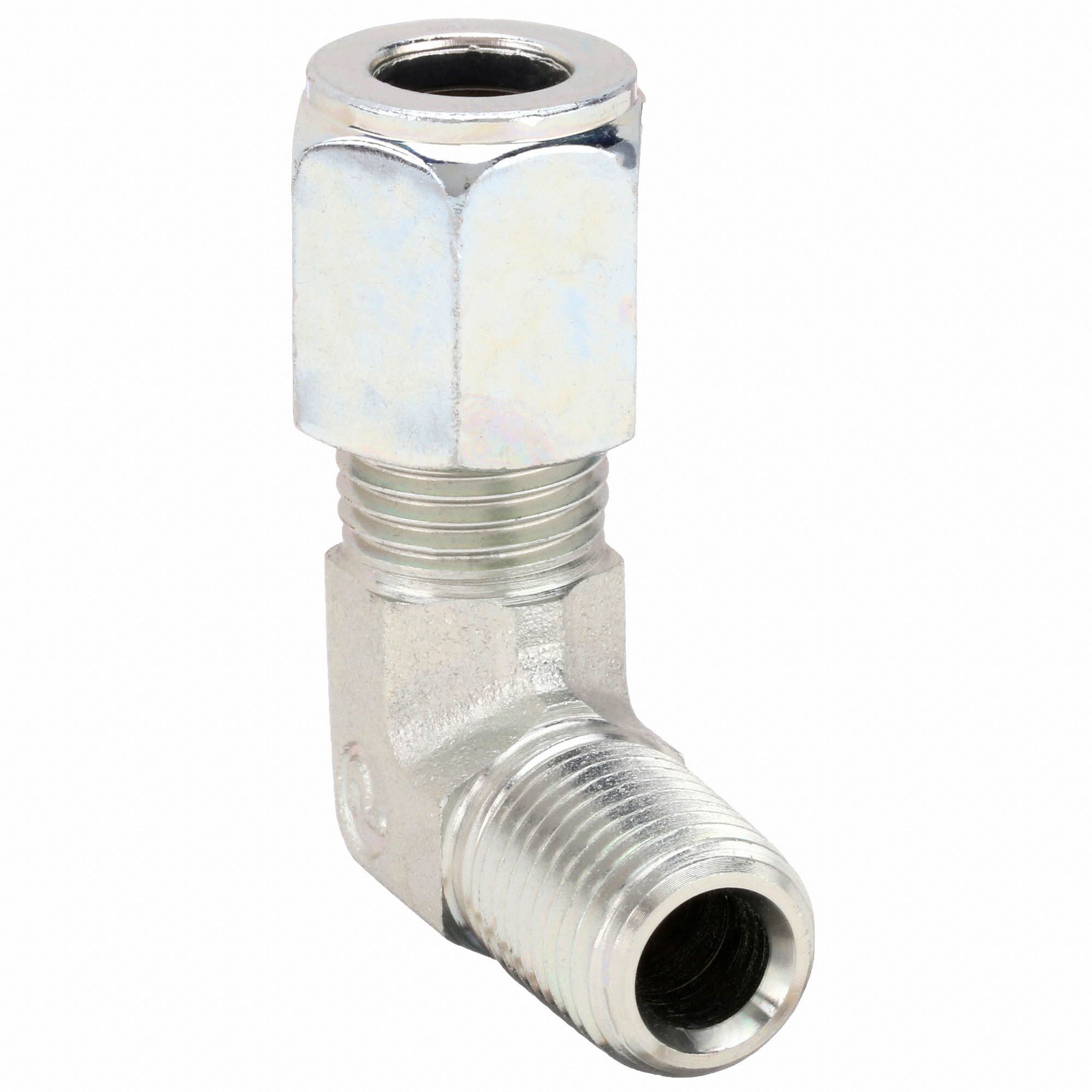 PARKER Male Elbow, 90 Degrees, 1/2 in Tube Size, 3/8 in