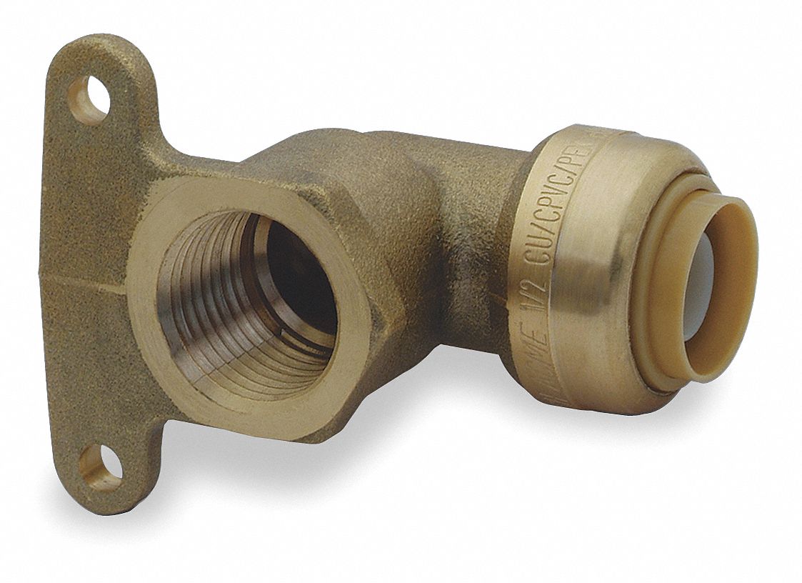 SHARKBITE DZR Brass Female HyEar Elbow, 90 Degrees, 1/2 in Tube Size