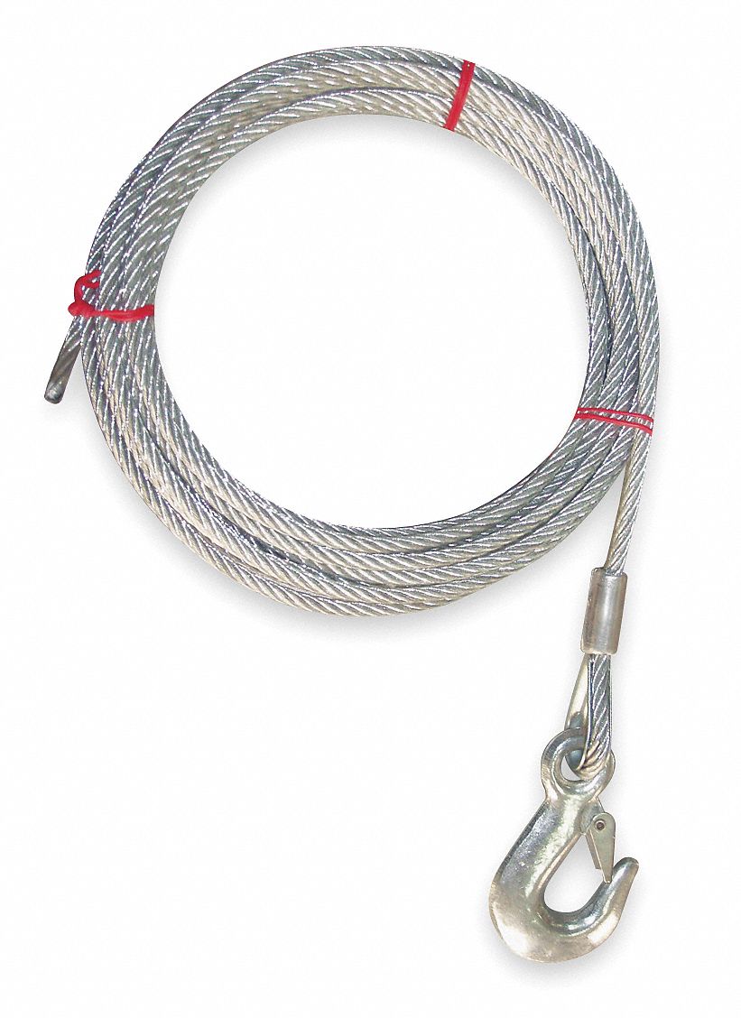 DAYTON 25 ft Galvanized Steel Winch Cable with 1,400 lb Working Load
