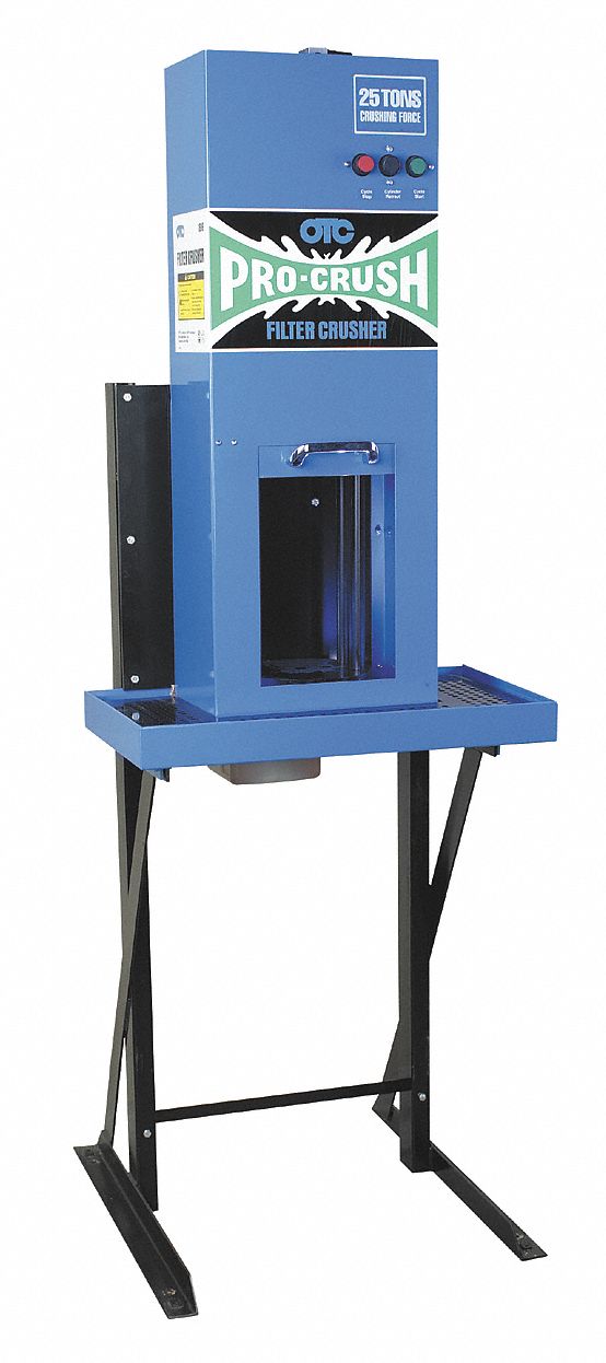 OTC, Electric/Hydraulic, 25 ton Force Capacity, Oil Filter Crusher