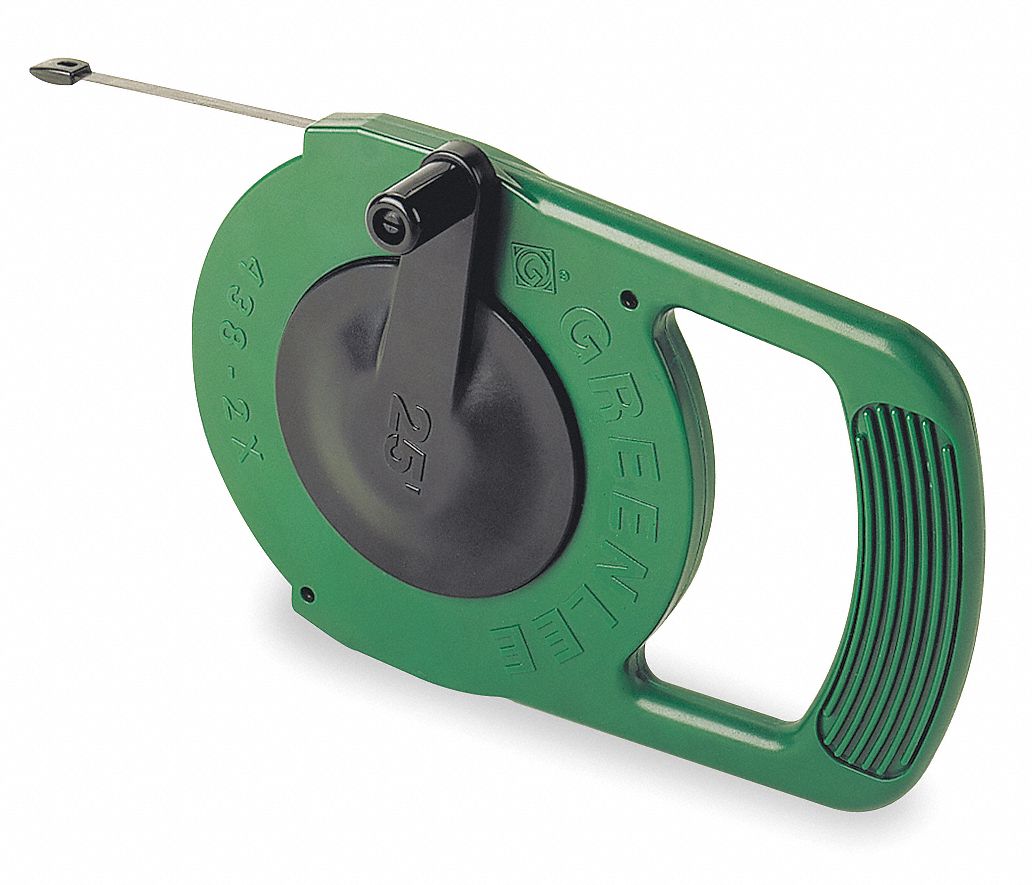GREENLEE, 25 ft Lg, Crank Handle Tape Retraction, Fish Tape 1ED734382X Grainger