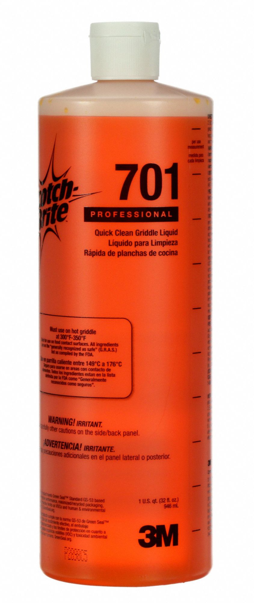 SCOTCHBRITE Griddle Cleaner/Degreaser, 1 qt Cleaner Container Size