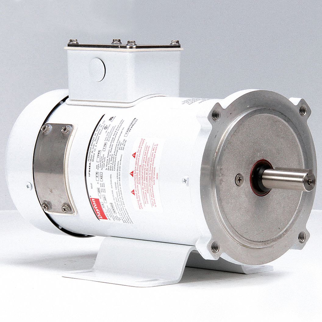 DAYTON Washdown Motor, 1/2 HP, Permanent DC, Nameplate RPM 1,750