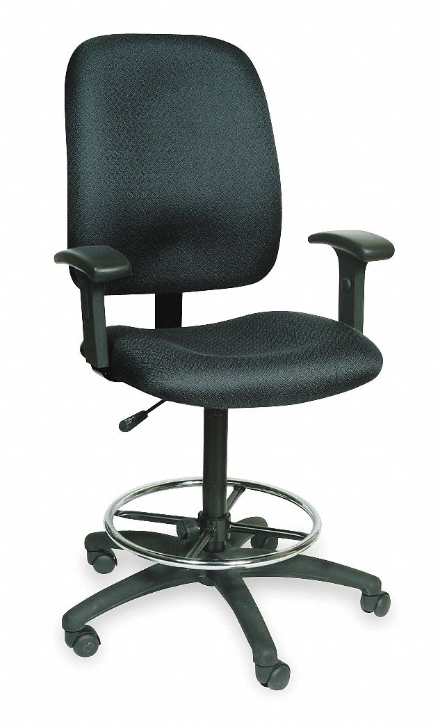 Drafting Chair, Drafting Chair, Black, Fabric, 23 in to 33 in Nominal