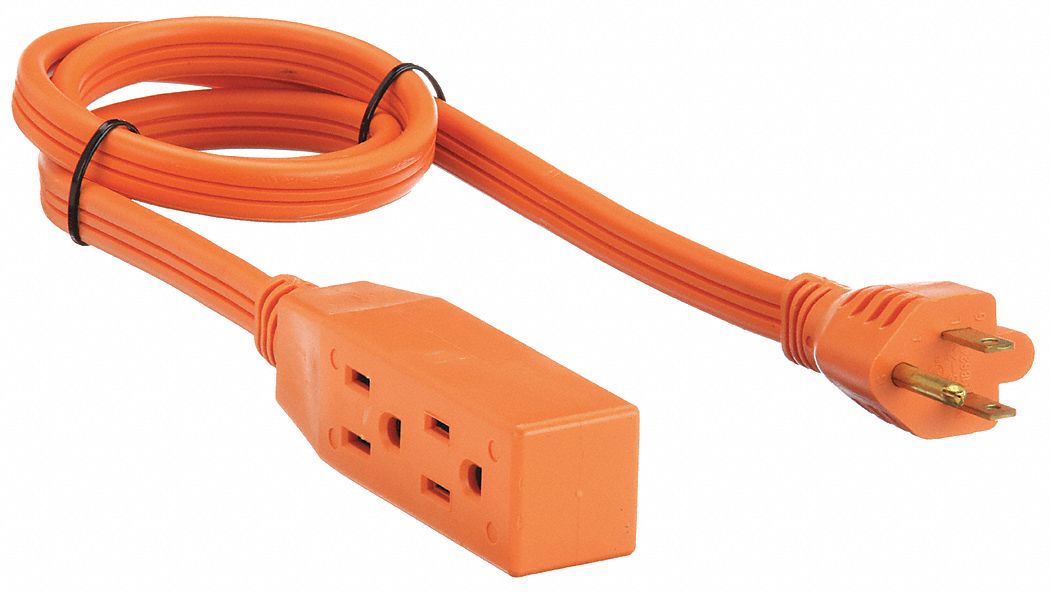 POWER FIRST, 3 ft Cord Lg, 14 AWG Wire Size, Extension Cord 1FD74