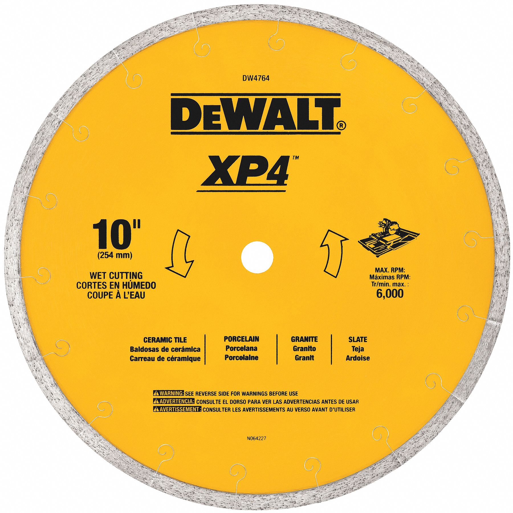 DEWALT Stone Saws, Tile Saws, Diamond Saw Blade, 10 in Blade Dia., 5/8