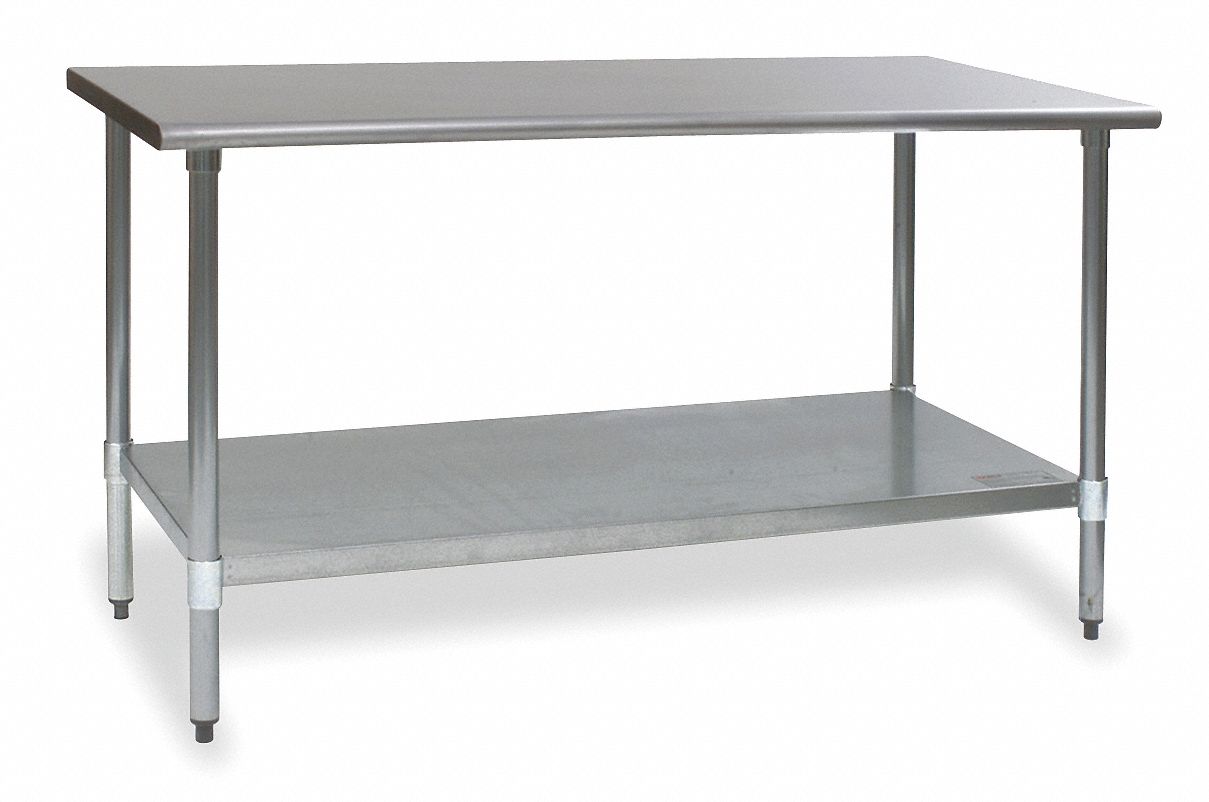 EAGLE GROUP Adjustable Height Work Table, Stainless Steel, 30 in Depth