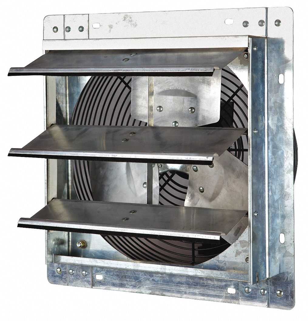 DAYTON 1/20 HP 12"Dia. 115VACV Shutter Mount Exhaust Fan, 13" Square