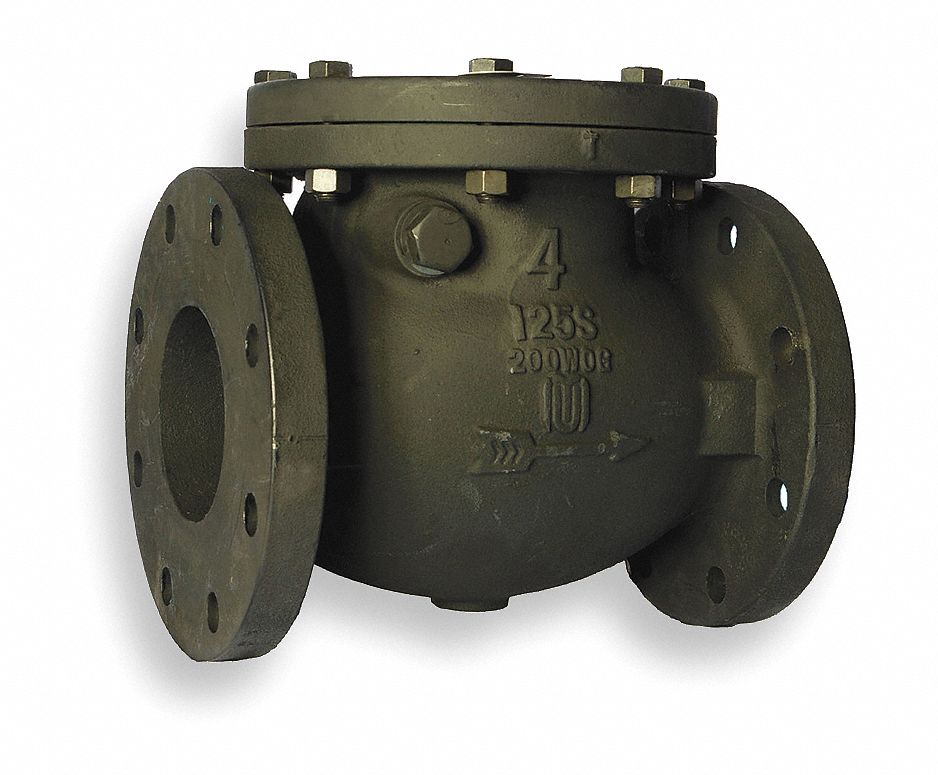 MILWAUKEE VALVE Check Valve, 4 in, Single, Inline Swing, Cast Iron