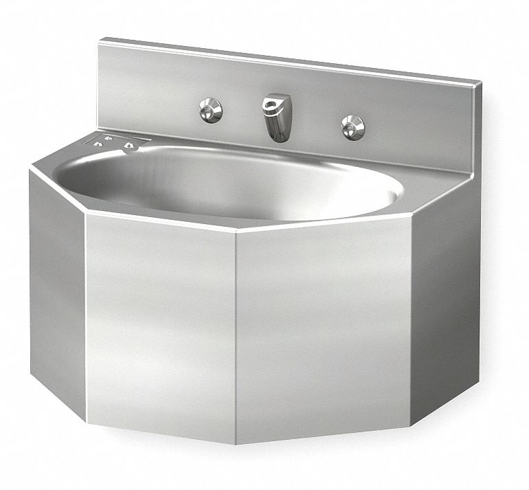 ACORN Stainless Steel Wall Penal Bathroom Sink With Faucet, 91/2" x 14