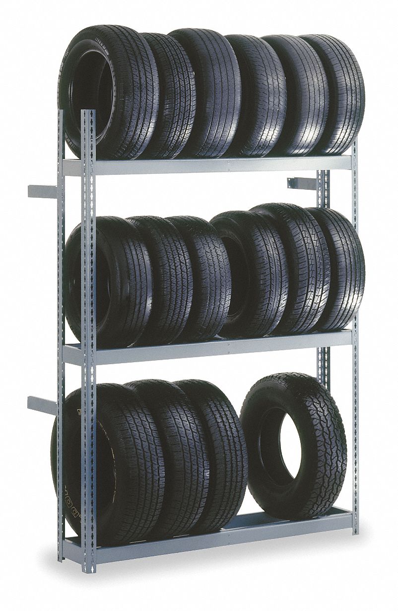 GRAINGER APPROVED Steel Single Sided Boltless Tire Rack, Shelf Capacity