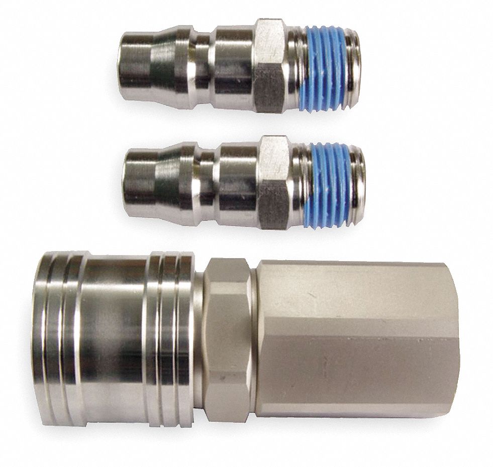 Quick Coupler/Plug Kit, Hi Flow Interchange, 304 Stainless Steel Grainger