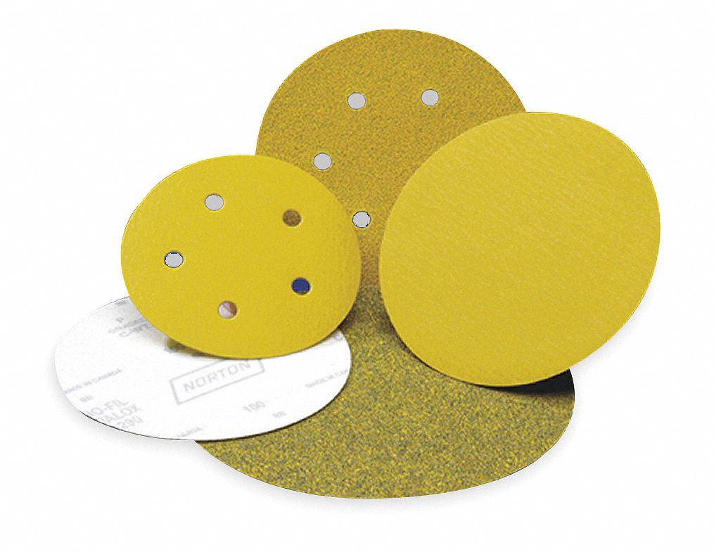 NORTON HookandLoop Sanding Disc, Coated, NonVacuum, 5 in Disc