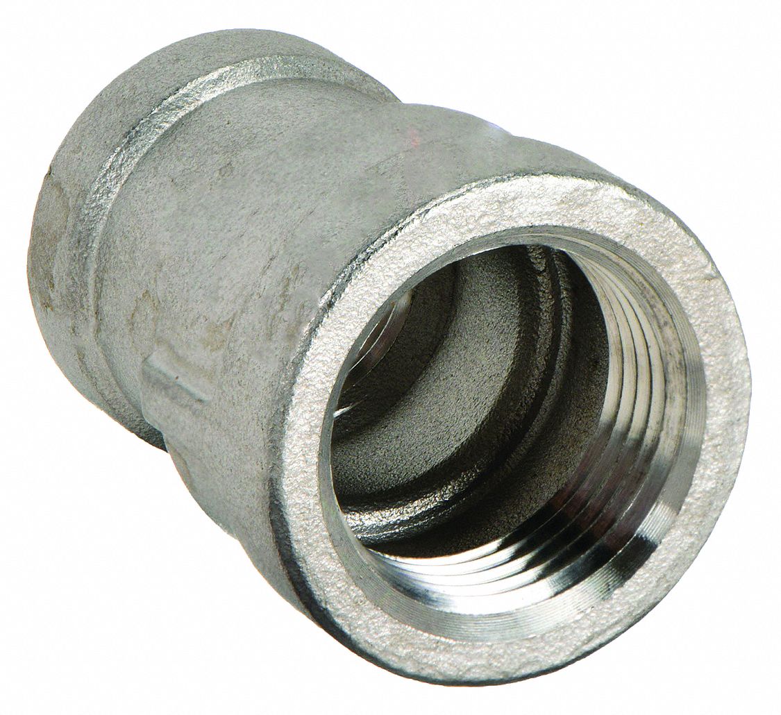 GRAINGER APPROVED 316 Stainless Steel Reducing Coupling, FNPT, 3/8 in x