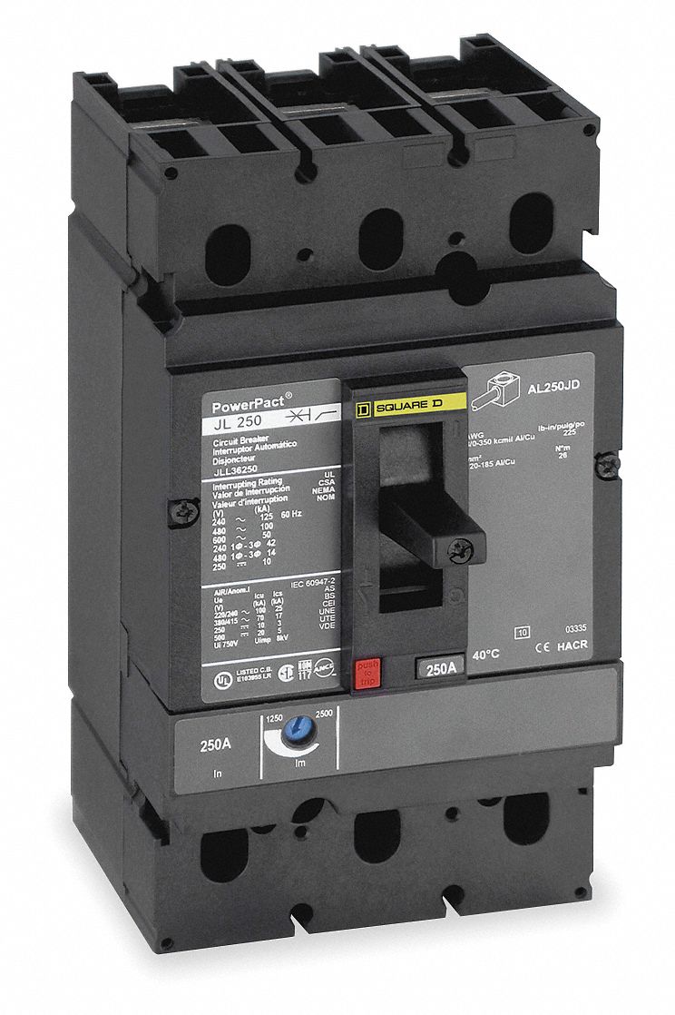 SQUARE D Circuit Breaker,150A,3P,600VAC,Lug,JD - 1MAZ5|JDL36150 - Grainger