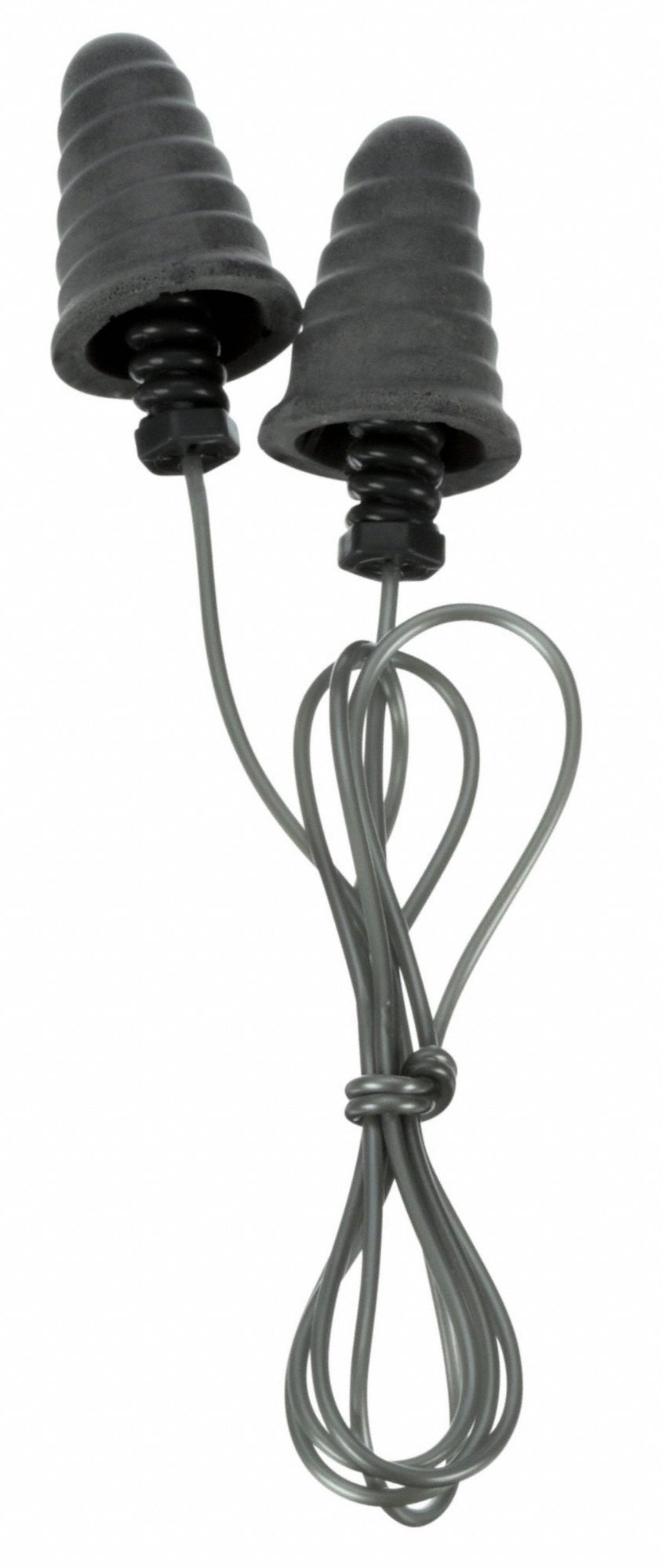 3M Cone Ear Plugs, 32 dB Noise Reduction Rating NRR, Corded, M, Silver, PK 120 1MCD892952