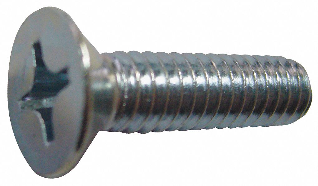 FABORY #10-32 Machine Screw, Flat, Phillips, Carbon Steel, Zinc Plated