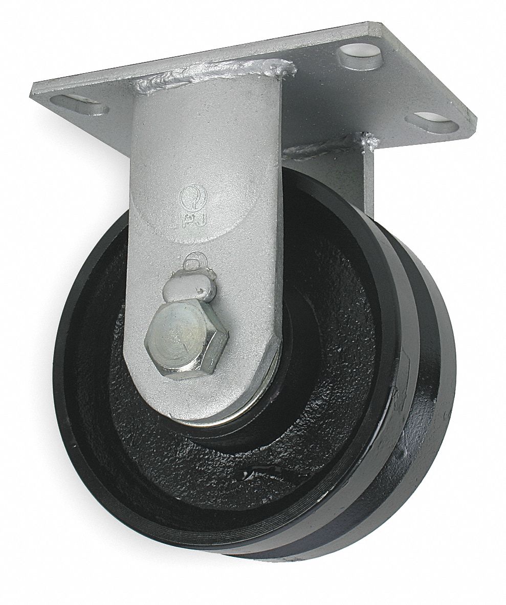 GRAINGER APPROVED 1NWE5 VGroove TrackWheel Plate Caster,Rigid