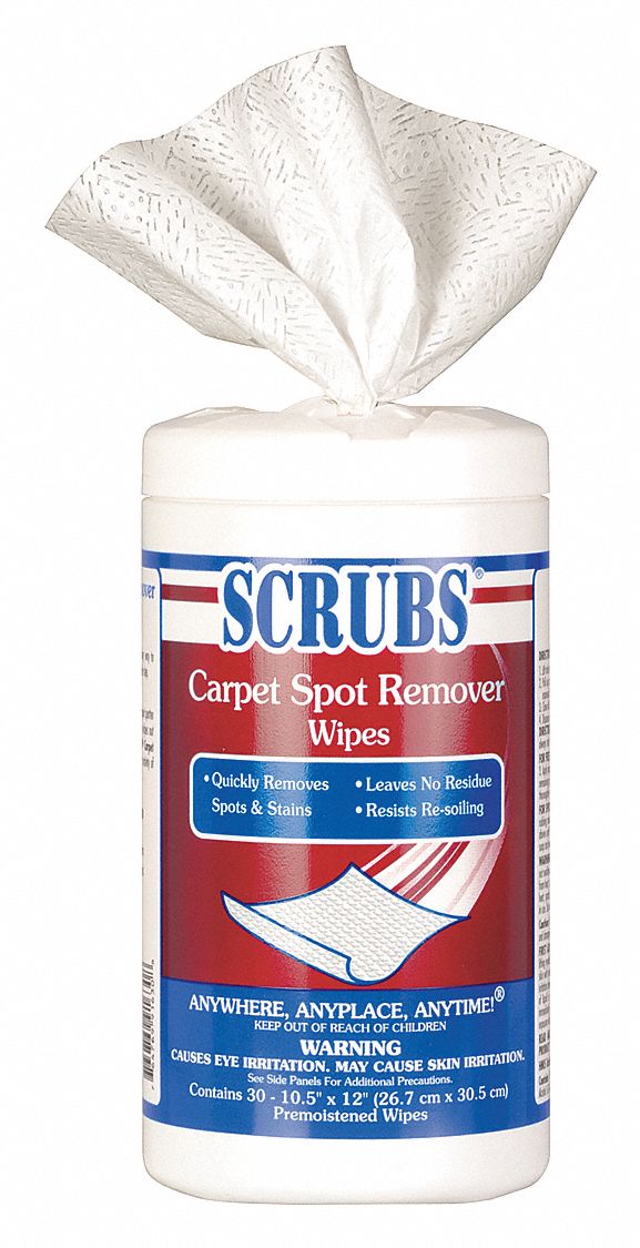 SCRUBS Carpet Spot Remover Wipes, Canister, 30 ct, Sheet Size 12 in x