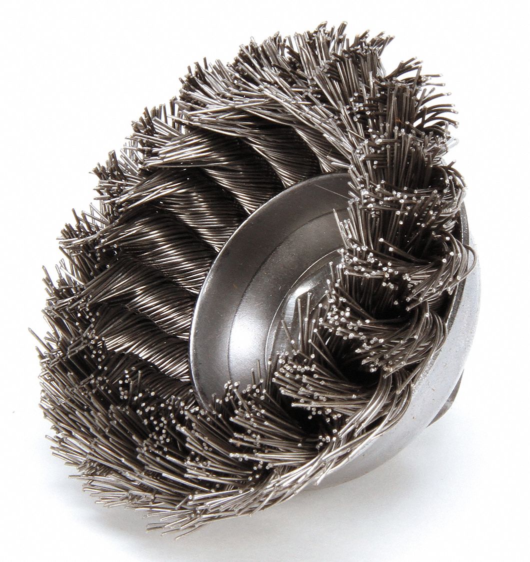 ApplianPar 3 Inch Cup Wire Wheels Brush Knotted and Plated Crimped 1/4 Inch Shank 1 Inch Carbon