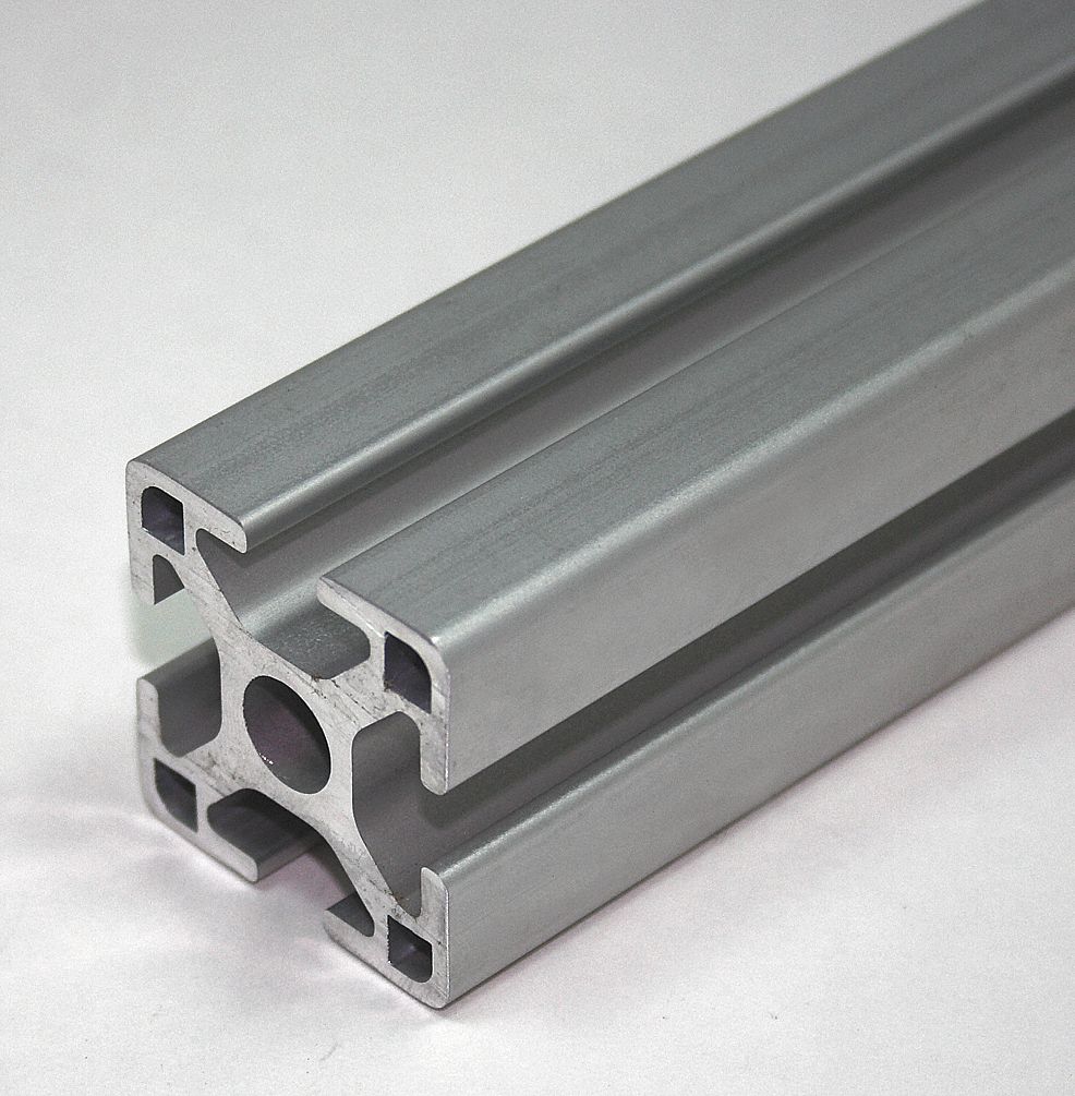 FAZTEK Framing Extrusion 15 Series, 8 ft Nominal Lg, Silver, Single, 4 Open Slots, Adjacent