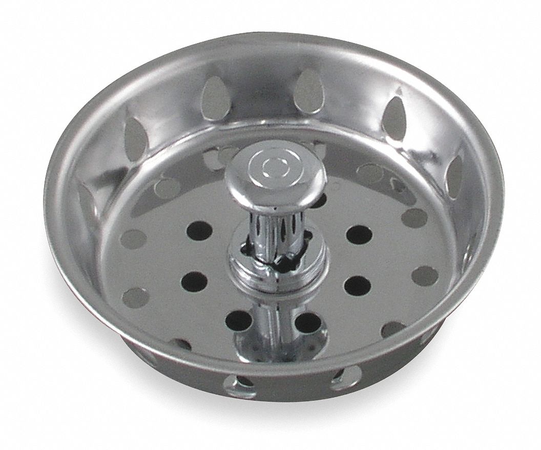 GRAINGER APPROVED Stainless Steel Round Basket Strainers, 3 13/64 in