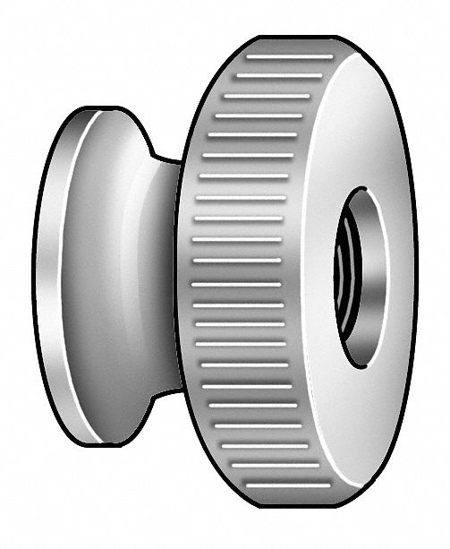 GRAINGER APPROVED 832 Round Knurled Thumb Nut, Passivated Finish
