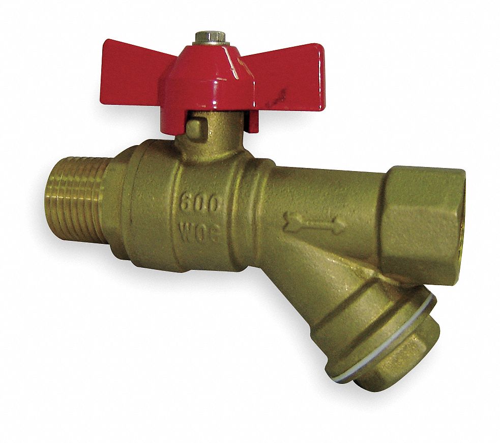 GRAINGER APPROVED Combination Strainer/Ball Valve 3/4 in Pipe Size
