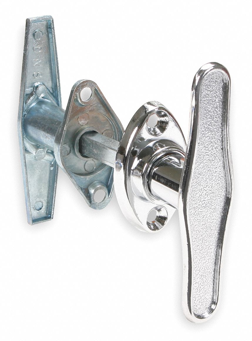 GRAINGER APPROVED T Handle Chrome, Steel, 1 3/16 in Wd, 4 1/2 in Lg