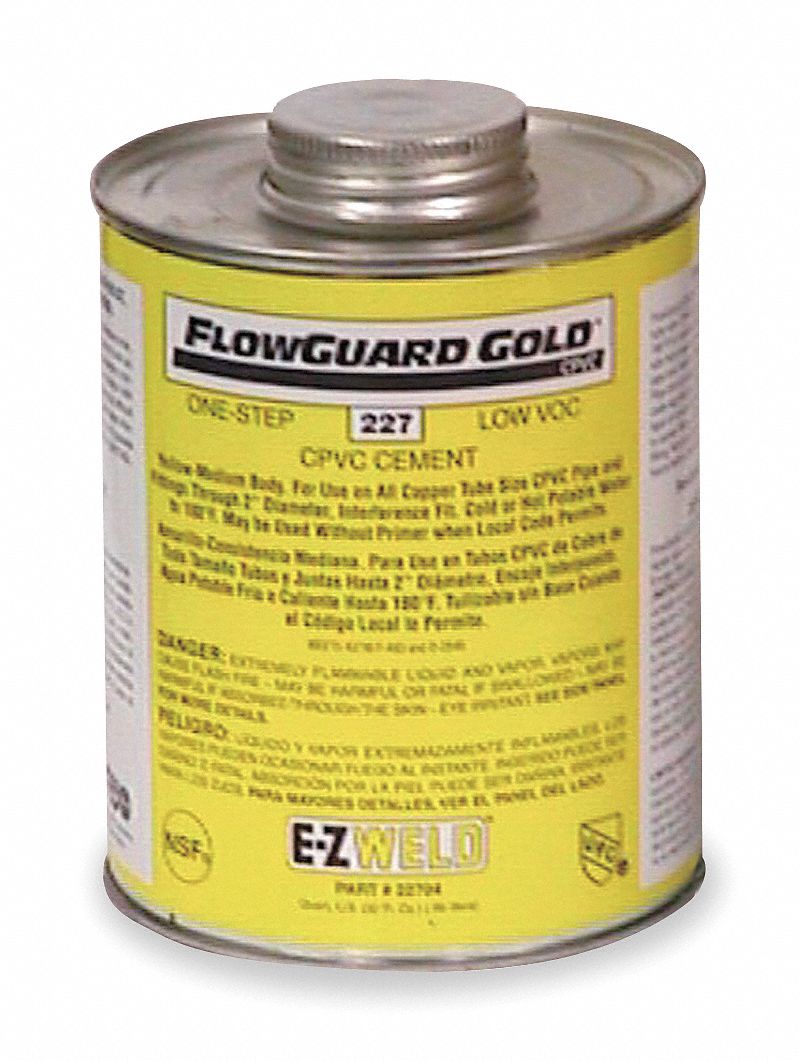 EZ WELD Yellow Solvent Cement, Size 8, For Use With CPVC Pipe and Fittings Up To 2" 1RG63