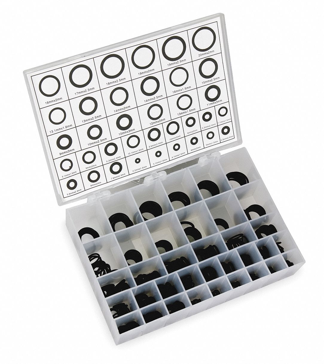 GRAINGER APPROVED ORing Assortment Metric, Buna N, 500 Pieces, 36