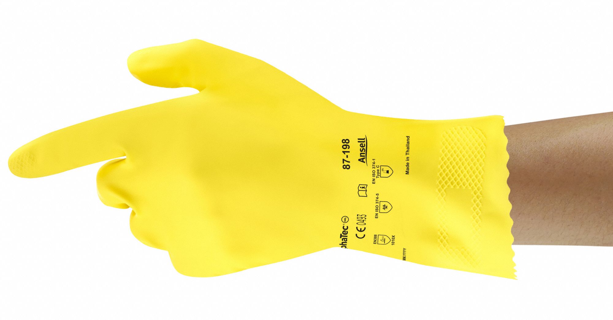 ALPHATEC Chemical Resistant Gloves 17 mil Glove Thick, 12 in Glove Lg