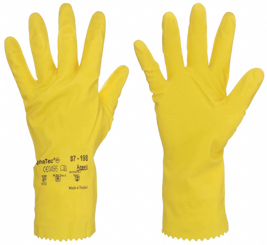 17 mil Glove Thick, 12 in Glove Lg, Chemical Resistant Gloves 1RL37