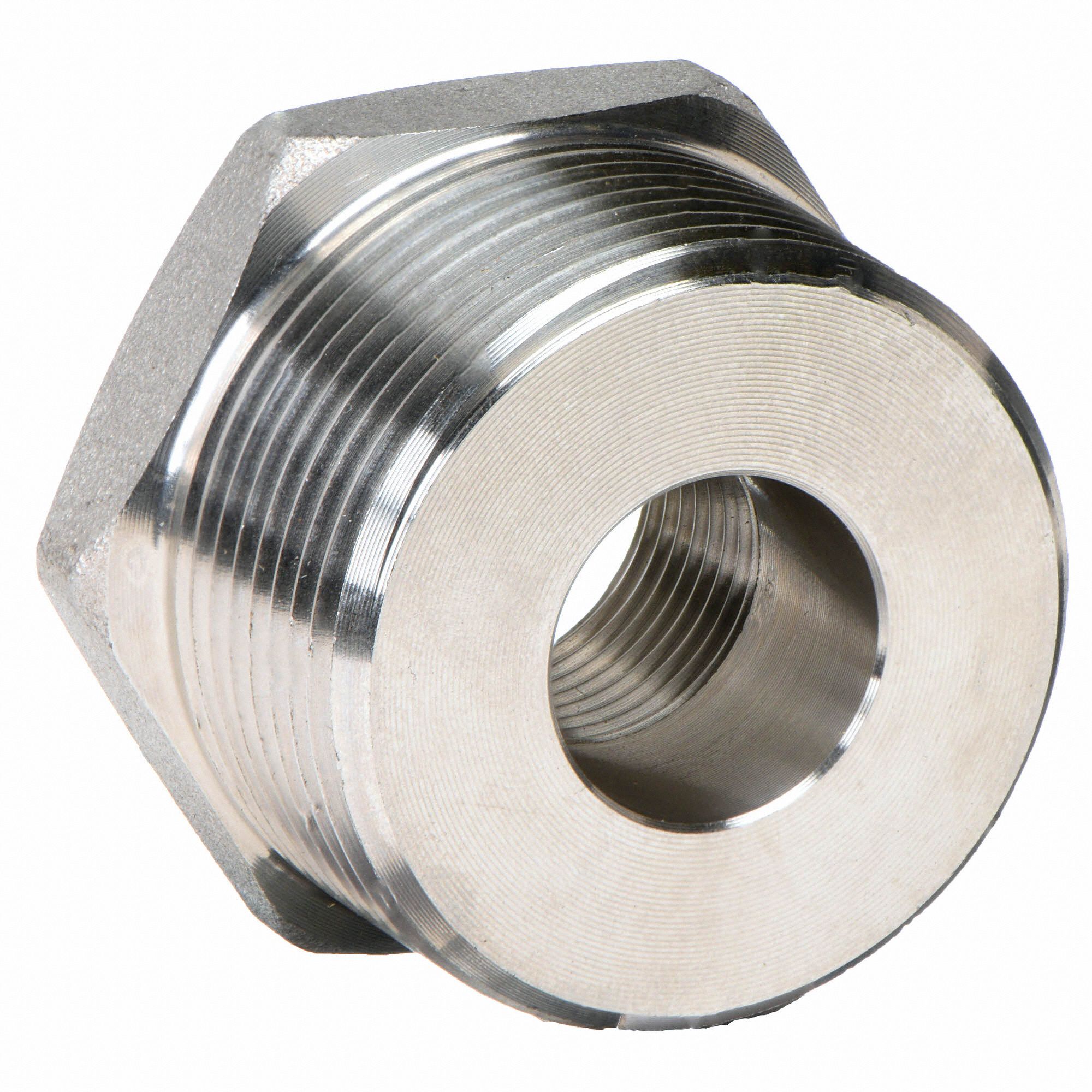 GRAINGER APPROVED 304 Stainless Steel Hex Reducing Bushing, MNPT x FNPT